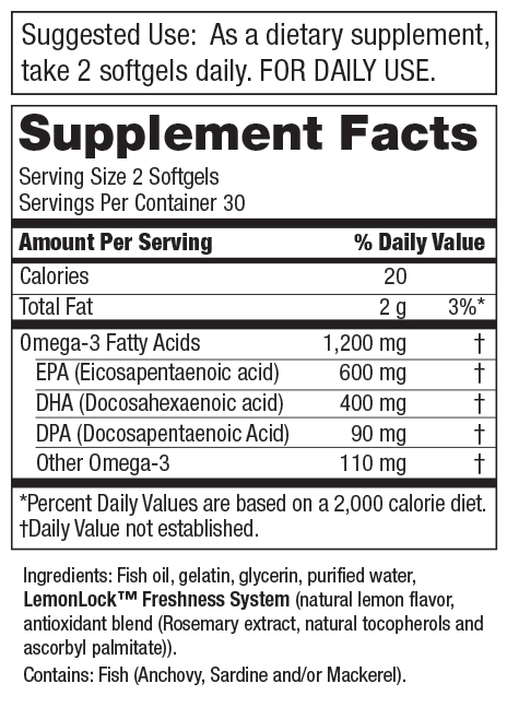 Ultra-Pure Omega-3 Fish Oil with LemonLock<sup>®</sup>