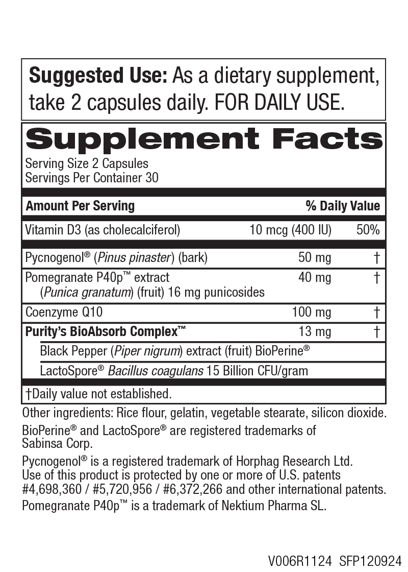 Pycnogenol<sup>®</sup> + CoQ10 Formula
