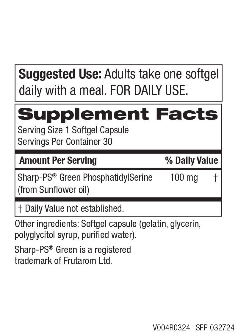 PS Brain Support™ - (30 Sharp-PS soft gels - 100 mg each)