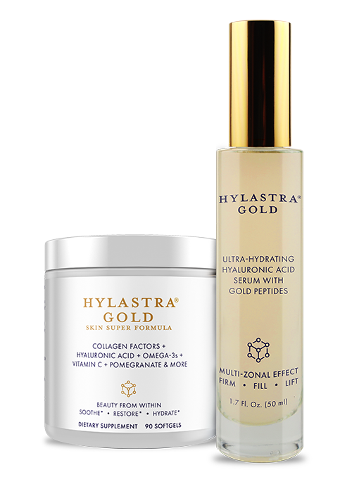 Hylastra<sup>&reg;</sup> Gold - Healthy Aging System - 1 Serum + 1 Bottle Softgels